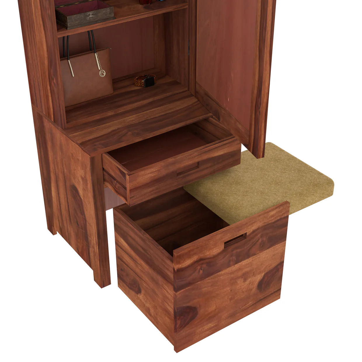 Furnexa Kuber Solid Sheesham Wood Dressing Table - 3 Years Warranty